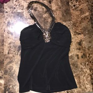 two black dress shirts, both with sequins